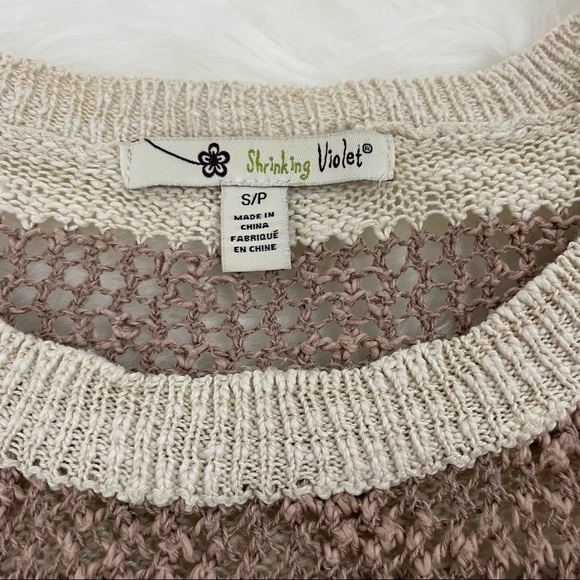 Anthropologie Shrinking Violet Oversized Open Knit Half Sleeve Top Size Small - Picture 7 of 7